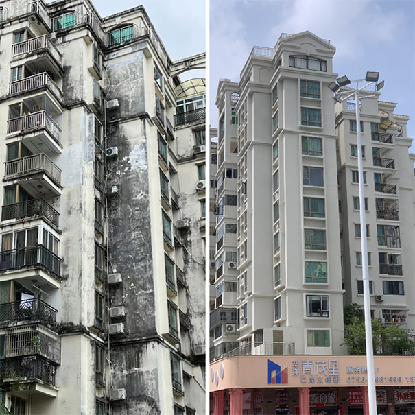 廣東省珠海市某30年高層住宅小區(qū)使用立邦輕質(zhì)真石漆進(jìn)行翻新改造.jpg